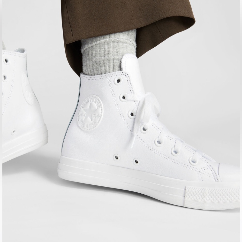 Leather High Top Converse - White
